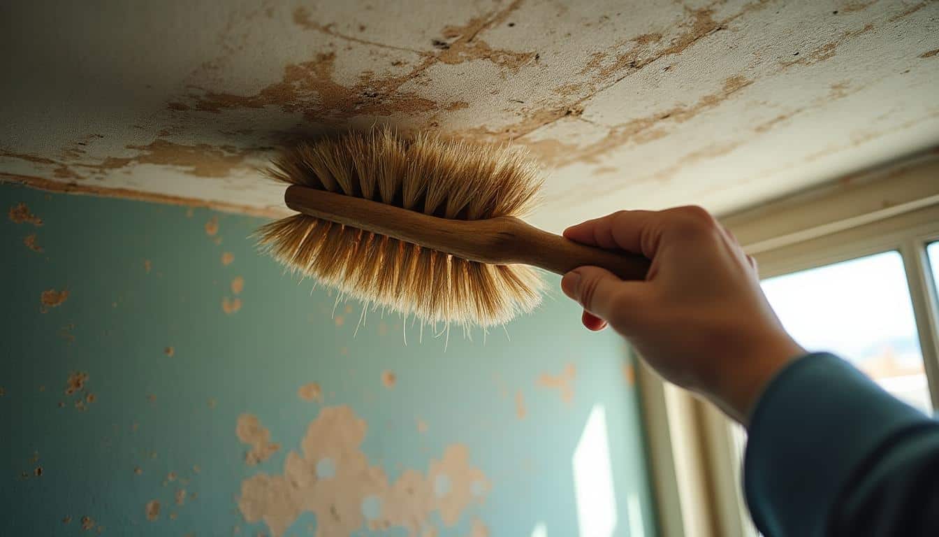 Conseils pour retirer la saleté ancienne du plafond avec une brosse