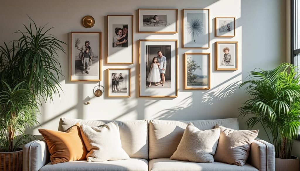 Des idées pour un mur de cadres dans un salon moderne