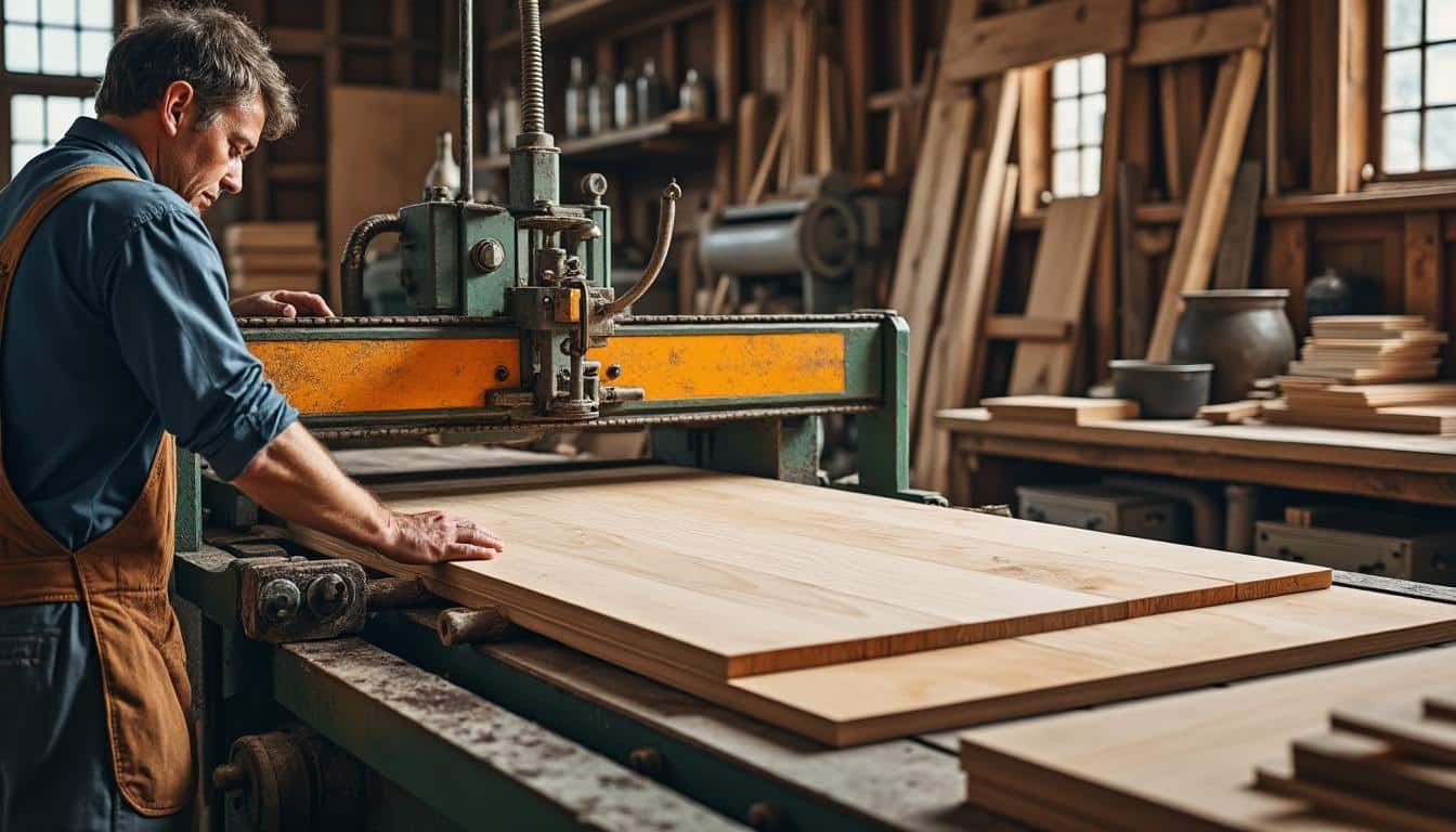 Illustration: Comment fonctionne une scie circulaire équipée d’un tapis monte-bois ?