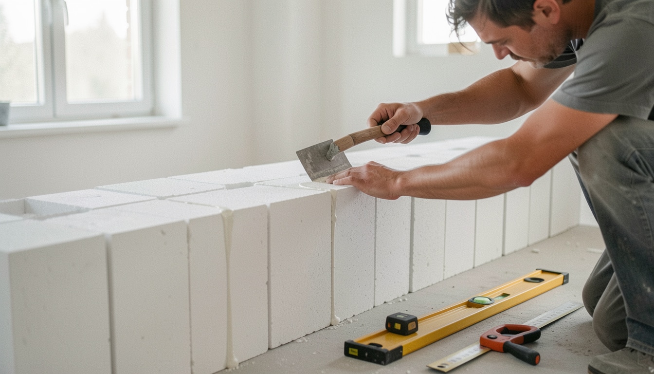 Cloison en béton cellulaire : avantages, pose et limites